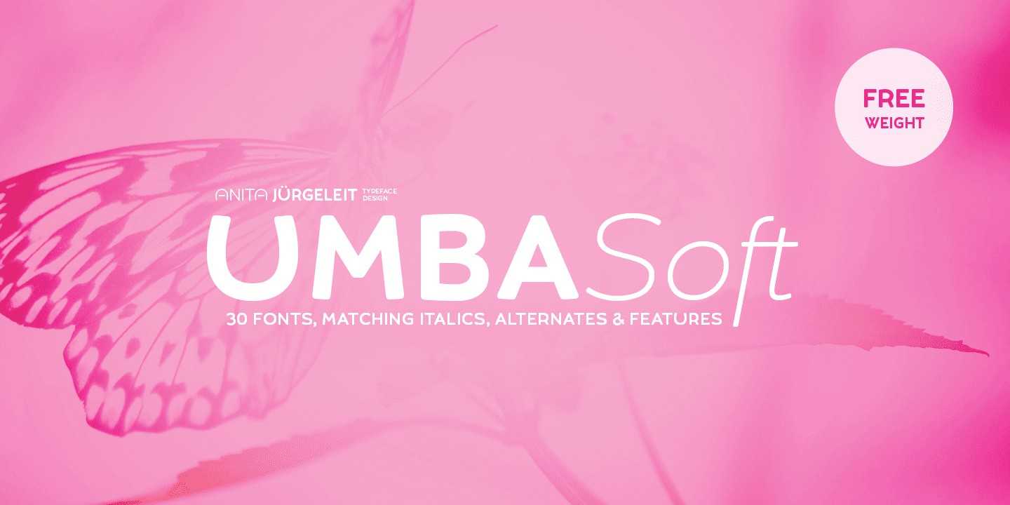 Ejemplo de fuente Umba Soft Italic